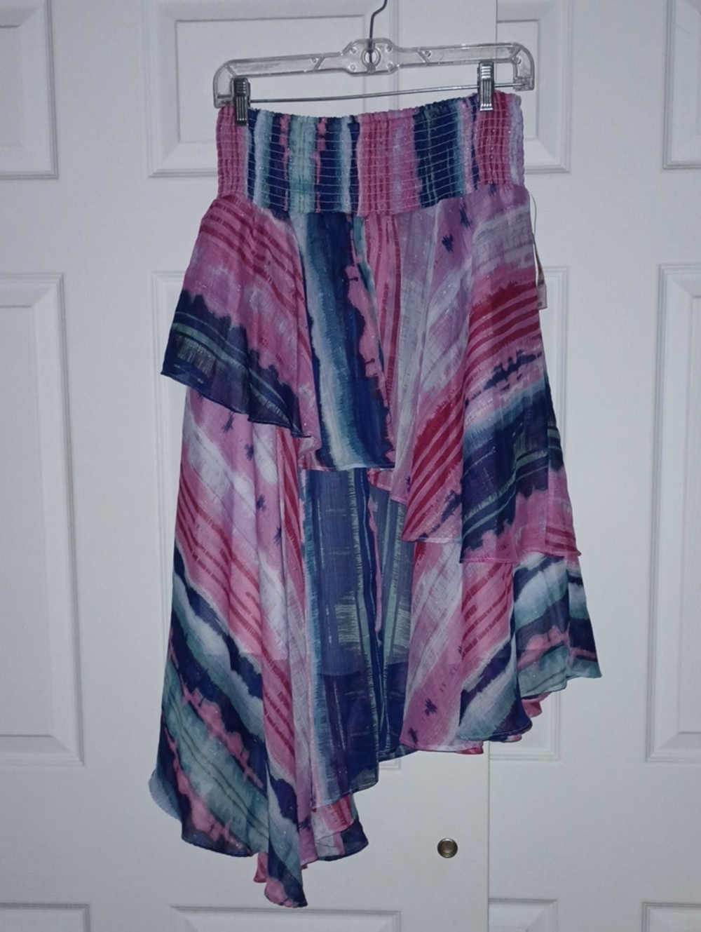 NWT International Concepts Multicolor Asymentrical Elastic Waist Midi SkirtSmall